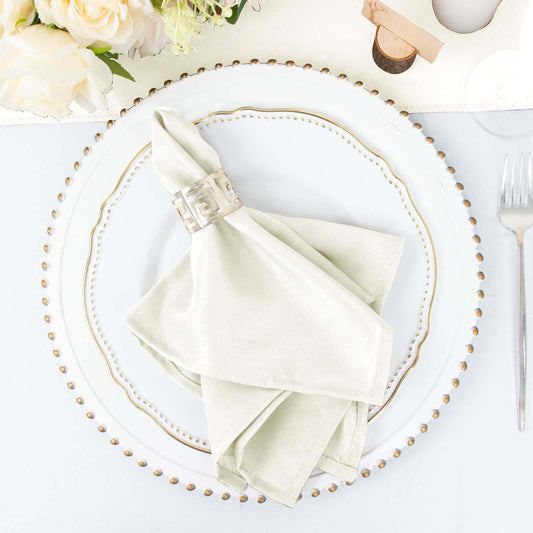 5 Pack Polyester 17"x17" Napkins Ivory - Durable & Wrinkle Resistant Dinner Napkins - NestOCart
