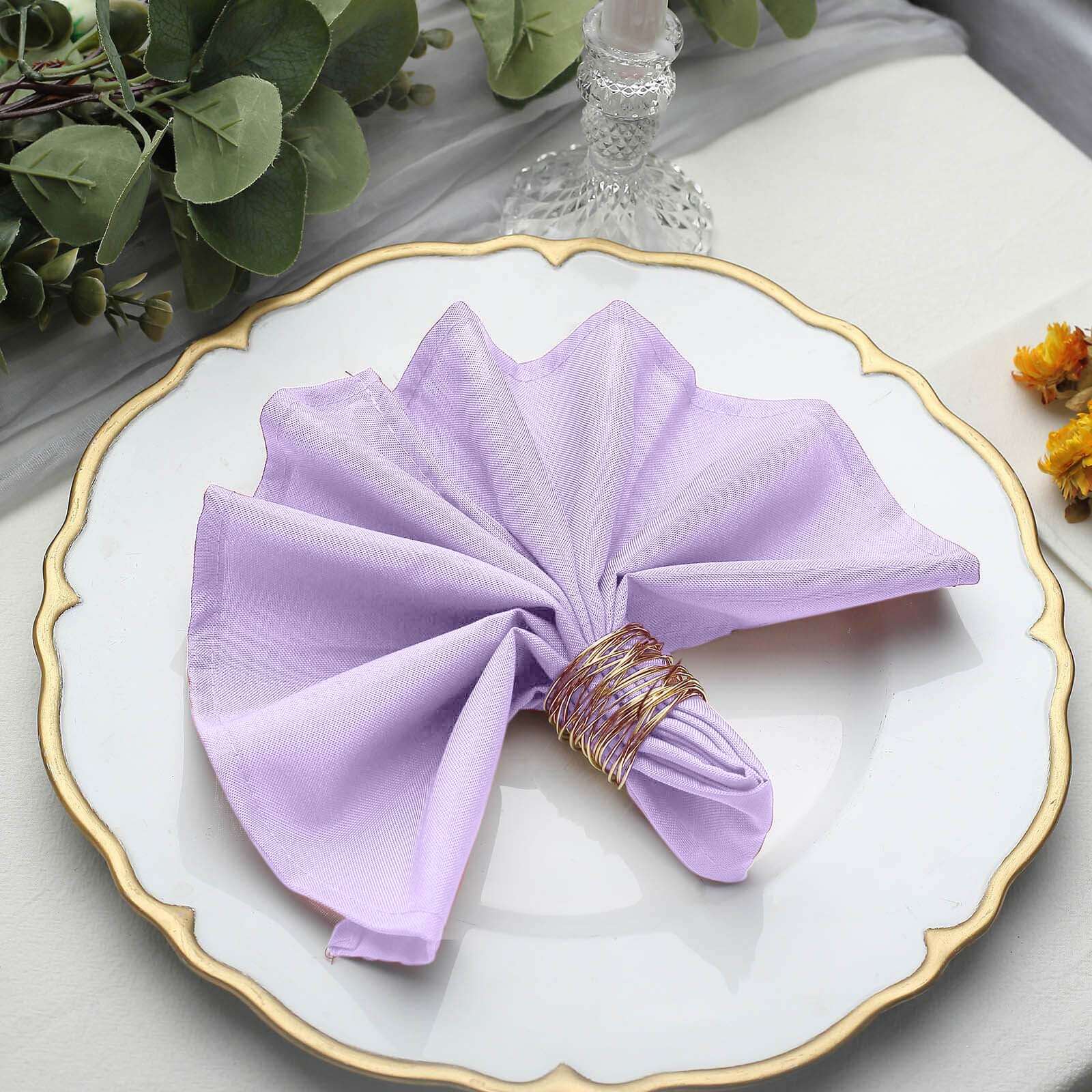 5 Pack Polyester 17"x17" Napkins Lavender Lilac - Durable & Wrinkle Resistant Dinner Napkins - NestOCart