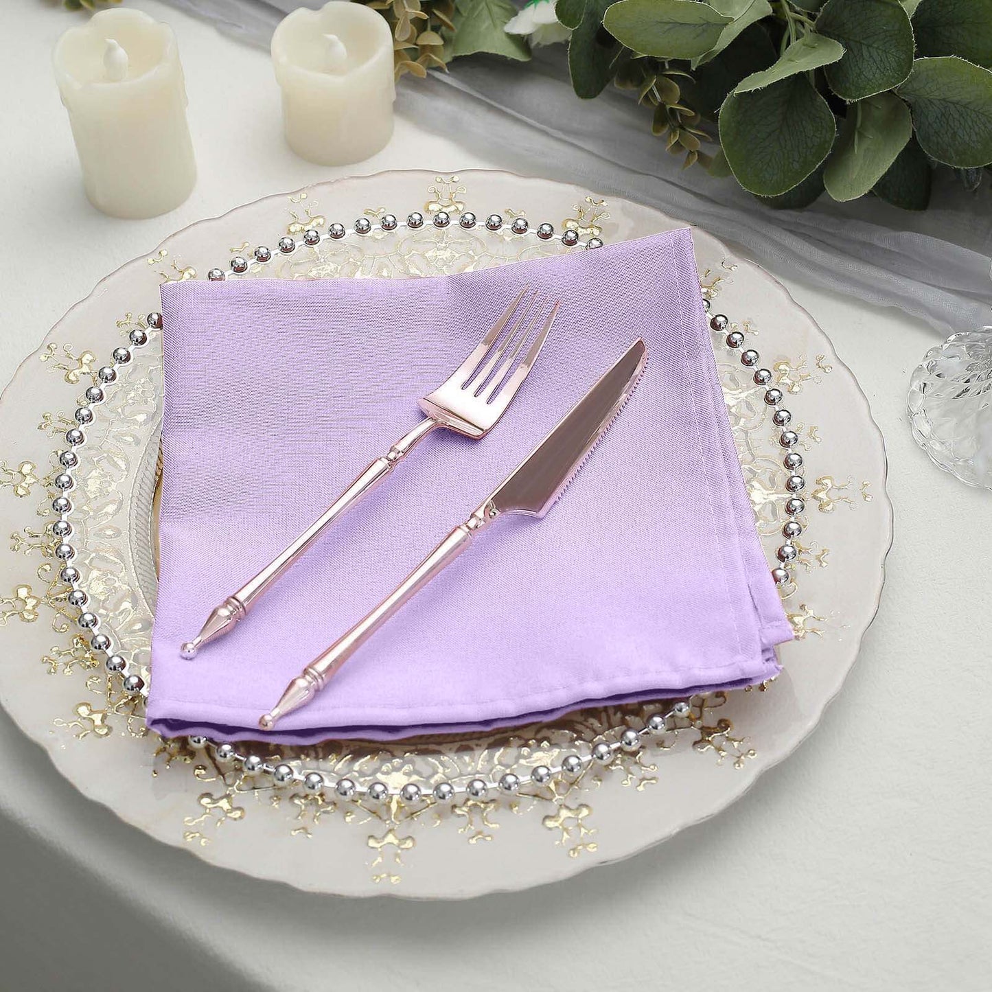 5 Pack Polyester 17"x17" Napkins Lavender Lilac - Durable & Wrinkle Resistant Dinner Napkins - NestOCart