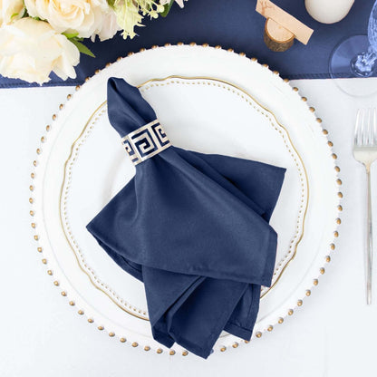 5 Pack Polyester 17"x17" Napkins Navy Blue - Durable & Wrinkle Resistant Dinner Napkins - NestOCart