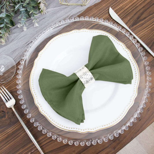 5 Pack Polyester 17"x17" Napkins Olive Green - Durable & Wrinkle Resistant Dinner Napkins - NestOCart
