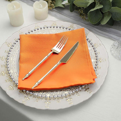 5 Pack Polyester 17"x17" Napkins Orange - Durable & Wrinkle Resistant Dinner Napkins - NestOCart
