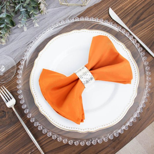 5 Pack Polyester 17"x17" Napkins Orange - Durable & Wrinkle Resistant Dinner Napkins - NestOCart