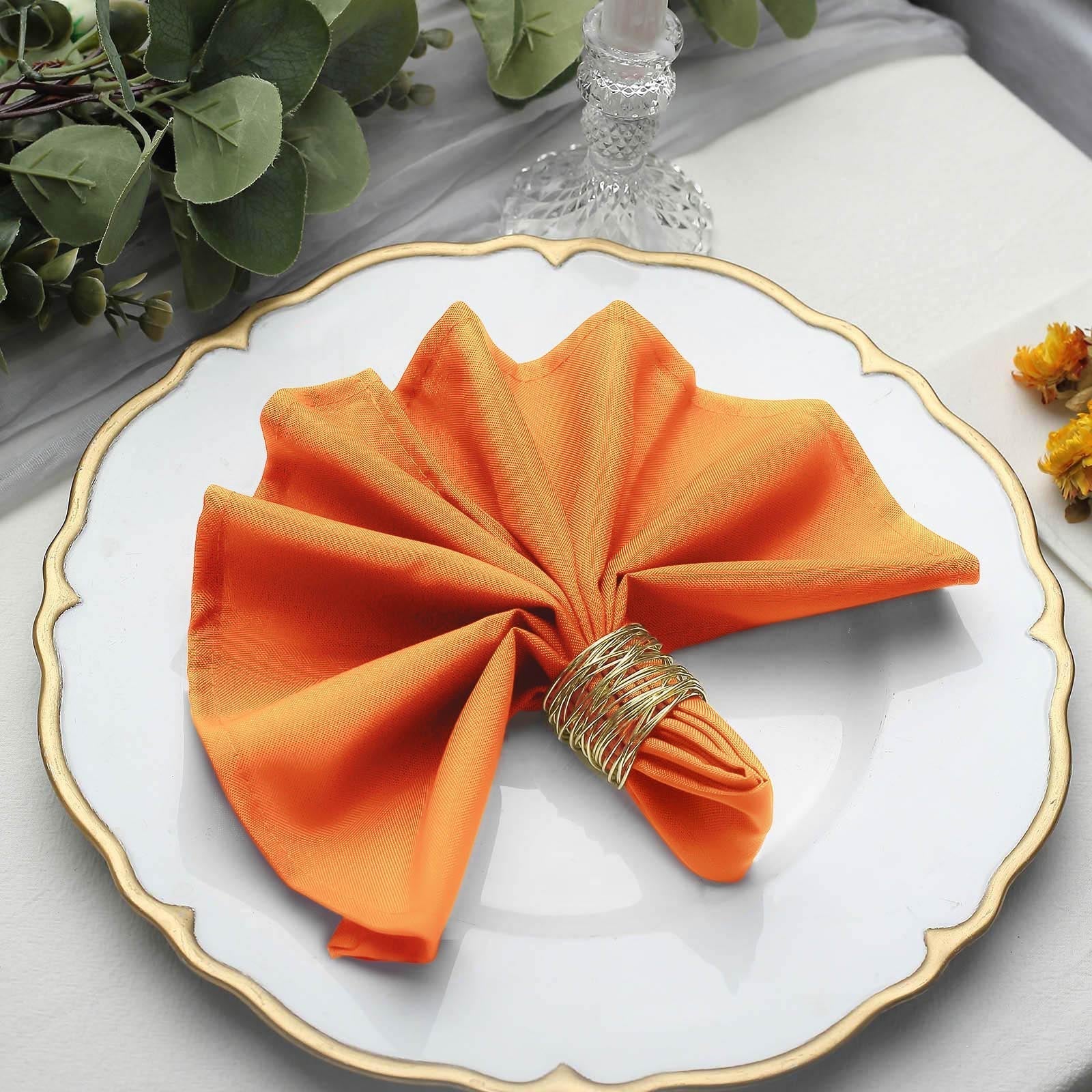 5 Pack Polyester 17"x17" Napkins Orange - Durable & Wrinkle Resistant Dinner Napkins - NestOCart
