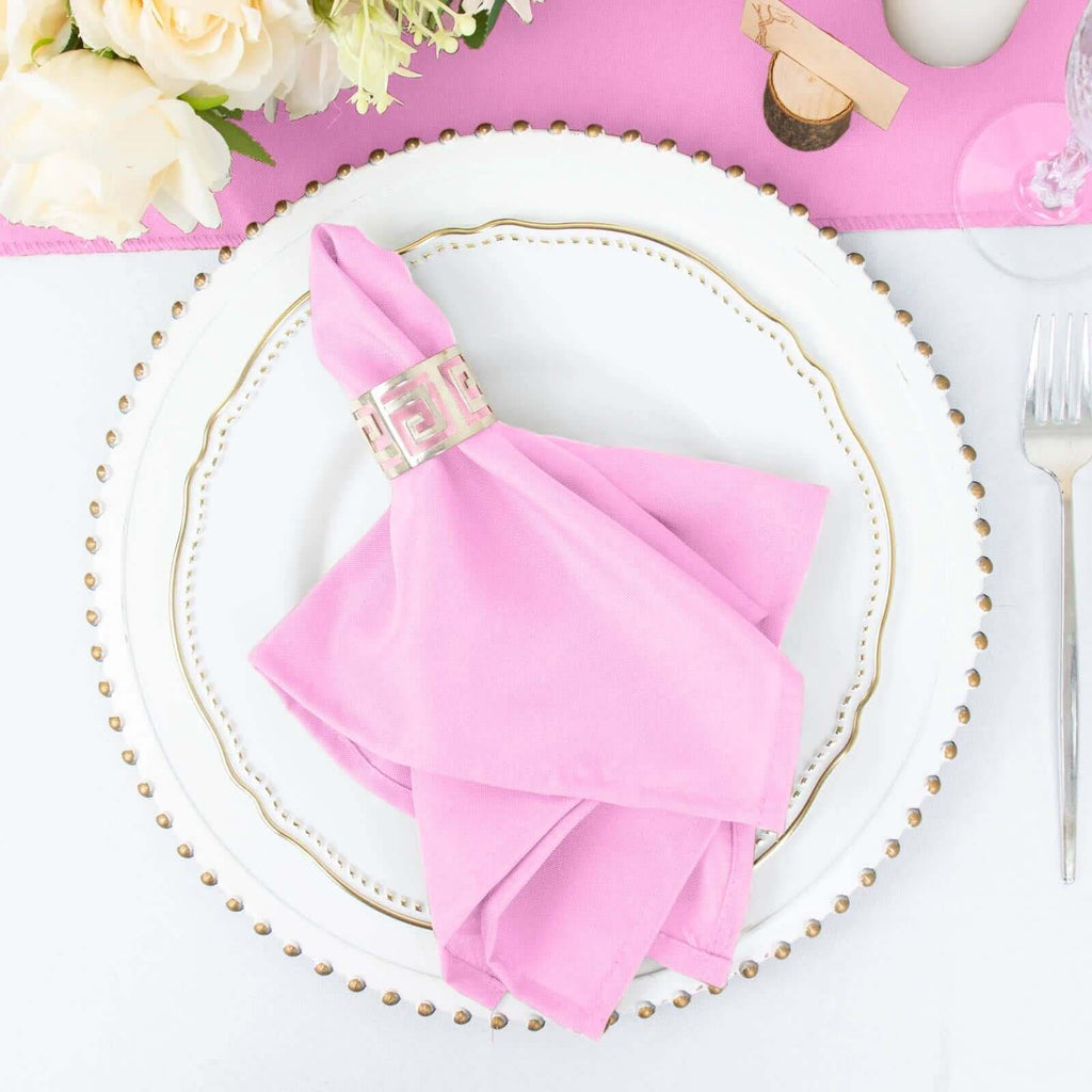 5 Pack Polyester 17"x17" Napkins Pink - Durable & Wrinkle Resistant Dinner Napkins - Bell Racket Store
