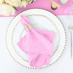 5 Pack Polyester 17"x17" Napkins Pink - Durable & Wrinkle Resistant Dinner Napkins - Bell Racket Store