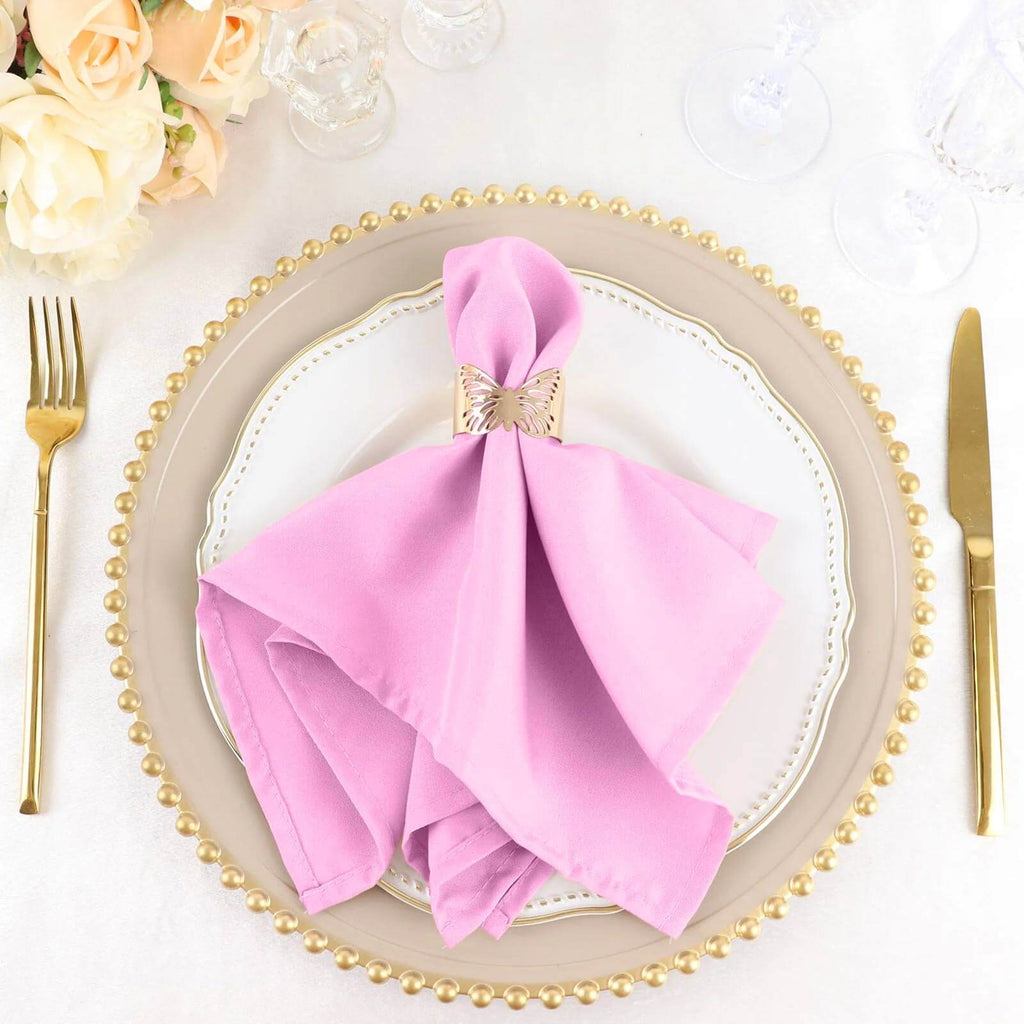 5 Pack Polyester 17"x17" Napkins Pink - Durable & Wrinkle Resistant Dinner Napkins - Bell Racket Store