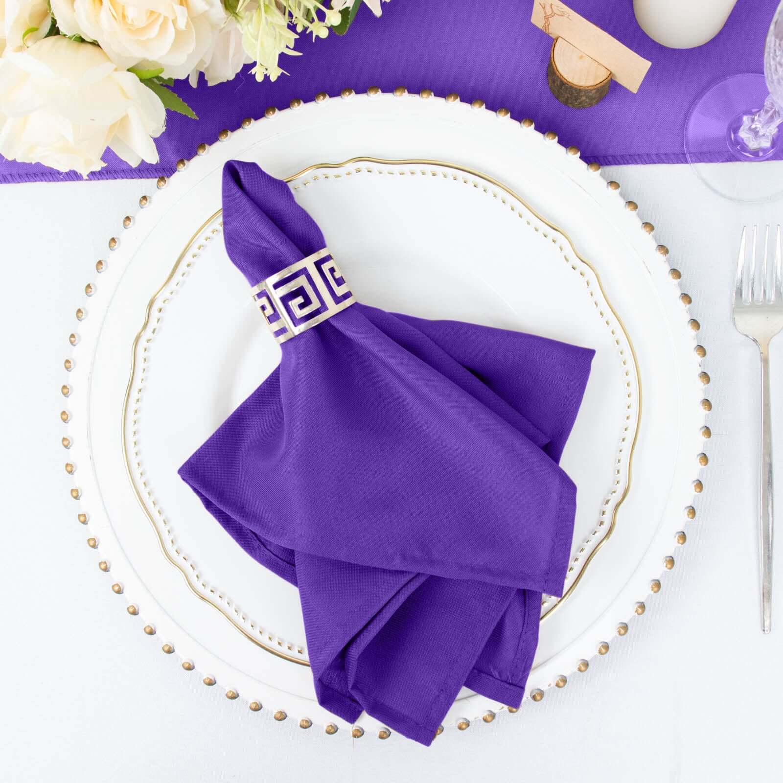 5 Pack Polyester 17"x17" Napkins Purple - Durable & Wrinkle Resistant Dinner Napkins - NestOCart
