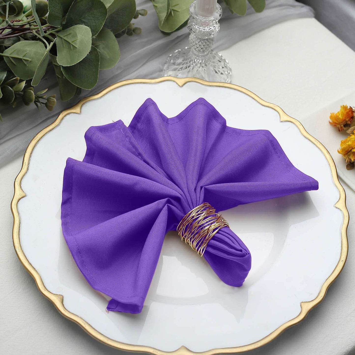 5 Pack Polyester 17"x17" Napkins Purple - Durable & Wrinkle Resistant Dinner Napkins - NestOCart