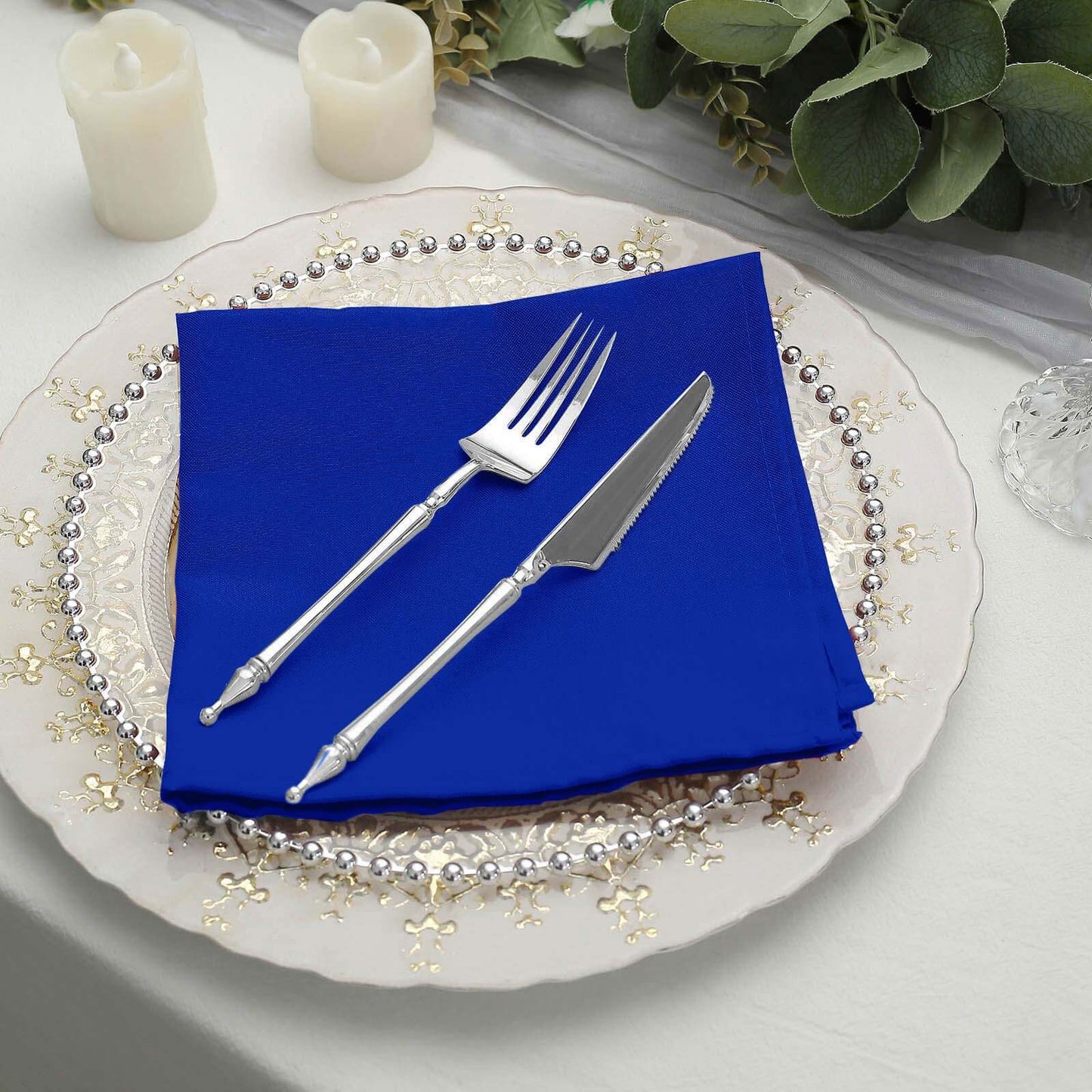 5 Pack Polyester 17"x17" Napkins Royal Blue - Durable & Wrinkle Resistant Dinner Napkins - NestOCart