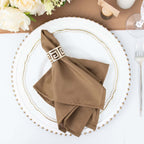 5 Pack Polyester 17"x17" Napkins Taupe - Durable & Wrinkle Resistant Dinner Napkins