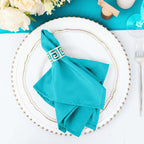 5 Pack Polyester 17"x17" Napkins Turquoise - Durable & Wrinkle Resistant Dinner Napkins