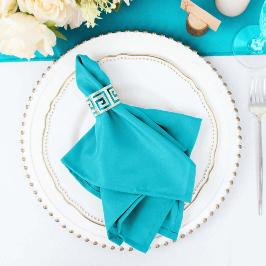 5 Pack Polyester 17"x17" Napkins Turquoise - Durable & Wrinkle Resistant Dinner Napkins - NestOCart