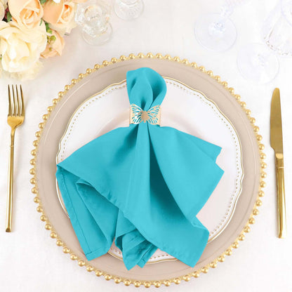 5 Pack Polyester 17"x17" Napkins Turquoise - Durable & Wrinkle Resistant Dinner Napkins - NestOCart
