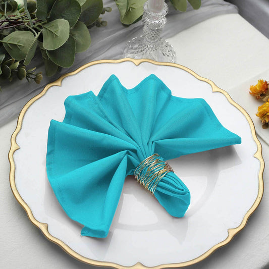 5 Pack Polyester 17"x17" Napkins Turquoise - Durable & Wrinkle Resistant Dinner Napkins - NestOCart