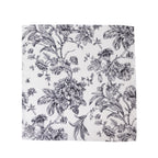 5 Pack Polyester 20"x20" Dinner Napkins White with Black French Toile Pattern - Reusable Floral Cloth Napkins - Bell Racket Store