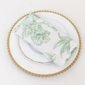 5 Pack Polyester 20"x20" Dinner Napkins White with Dusty Sage Green French Toile Pattern - Reusable Floral Cloth Napkins - Bell Racket Store