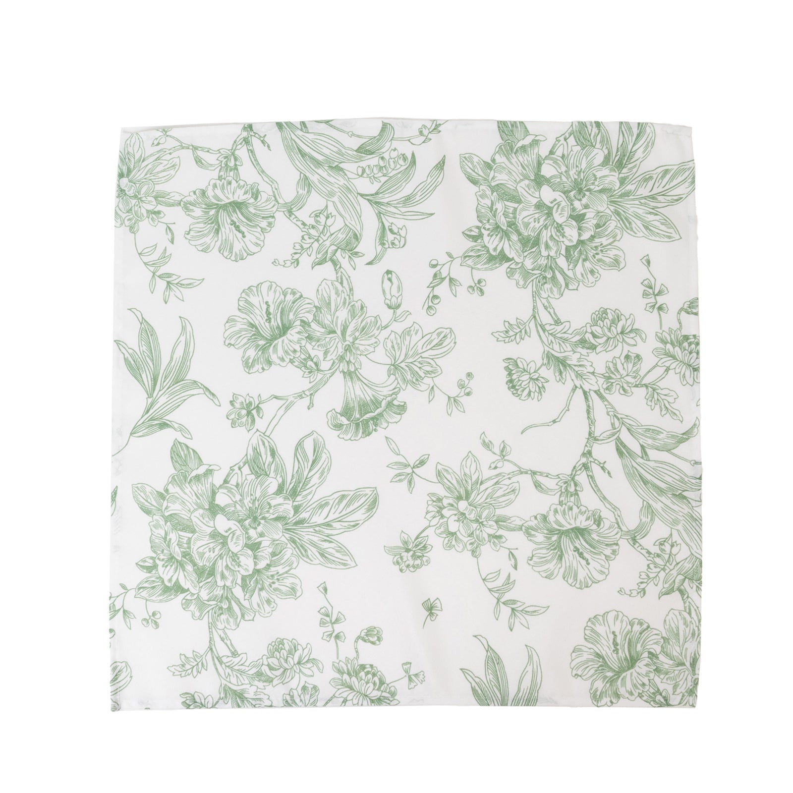5 Pack Polyester 20"x20" Dinner Napkins White with Dusty Sage Green French Toile Pattern - Reusable Floral Cloth Napkins - Bell Racket Store