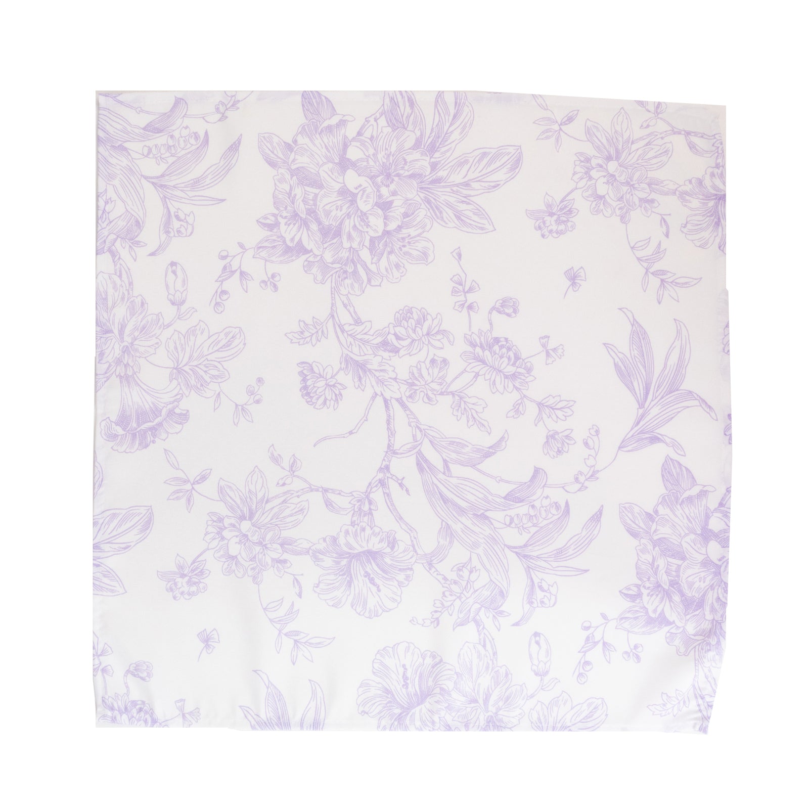 5 Pack Polyester 20"x20" Dinner Napkins White with Lavender Lilac French Toile Pattern - Reusable Floral Cloth Napkins - Bell Racket Store