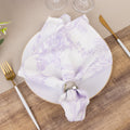 5 Pack Polyester 20"x20" Dinner Napkins White with Lavender Lilac French Toile Pattern - Reusable Floral Cloth Napkins - Bell Racket Store