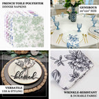 5 Pack Polyester 20"x20" Dinner Napkins White with Pink French Toile Pattern - Reusable Floral Cloth Napkins - Bell Racket Store