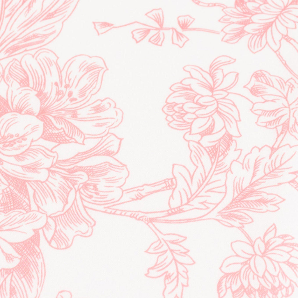 5 Pack Polyester 20"x20" Dinner Napkins White with Pink French Toile Pattern - Reusable Floral Cloth Napkins - Bell Racket Store