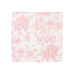 5 Pack Polyester 20"x20" Dinner Napkins White with Pink French Toile Pattern - Reusable Floral Cloth Napkins - Bell Racket Store