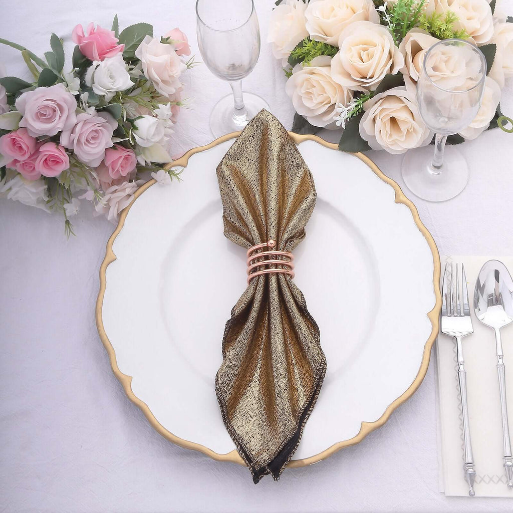 5 Pack Polyester 20"x20" Napkins Antique Gold Shimmer Sequin Dots - Luminous Cloth Napkins - Bell Racket Store