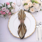 5 Pack Polyester 20"x20" Napkins Antique Gold Shimmer Sequin Dots - Luminous Cloth Napkins - Bell Racket Store