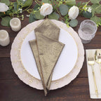 5 Pack Polyester 20"x20" Napkins Antique Gold Shimmer Sequin Dots - Luminous Cloth Napkins - Bell Racket Store