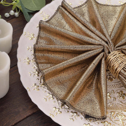 5 Pack Polyester 20"x20" Napkins Antique Gold Shimmer Sequin Dots - Luminous Cloth Napkins - Bell Racket Store