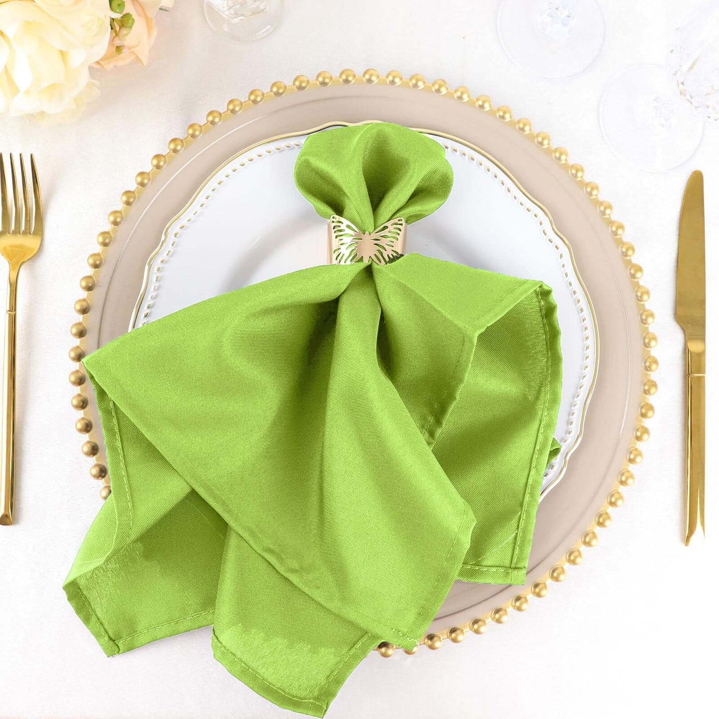 5 Pack Polyester 20"x20" Napkins Apple Green - Wrinkle Resistant & Easy Care Cloth Napkins - NestOCart