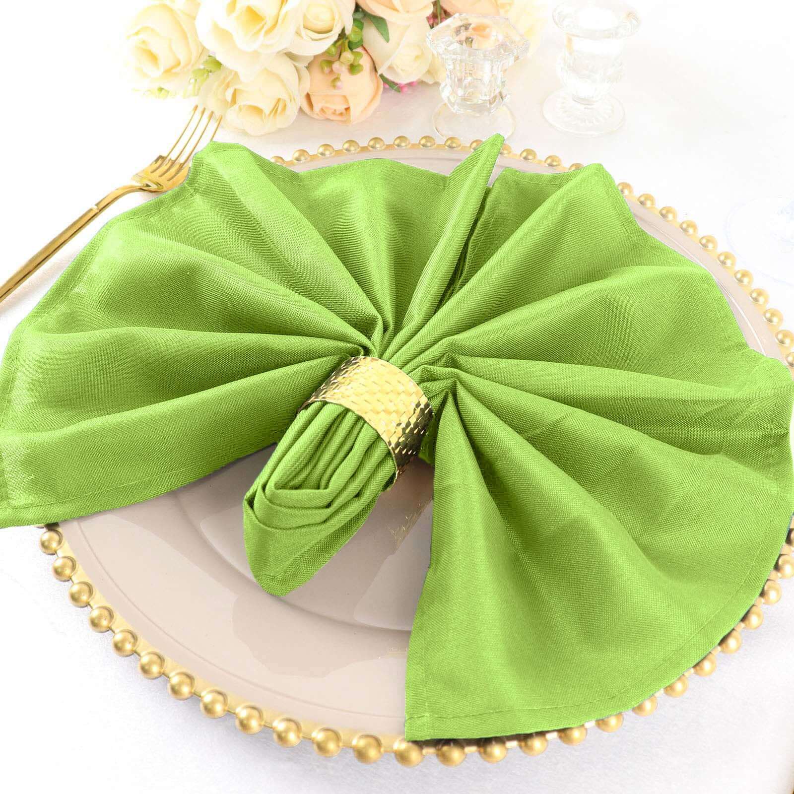 5 Pack Polyester 20"x20" Napkins Apple Green - Wrinkle Resistant & Easy Care Cloth Napkins - NestOCart