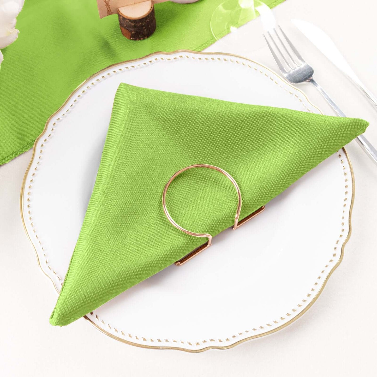 5 Pack Polyester 20"x20" Napkins Apple Green - Wrinkle Resistant & Easy Care Cloth Napkins - NestOCart