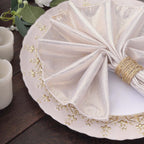 5 Pack Polyester 20"x20" Napkins Beige Shimmer Sequin Dots - Luminous Cloth Napkins - Bell Racket Store