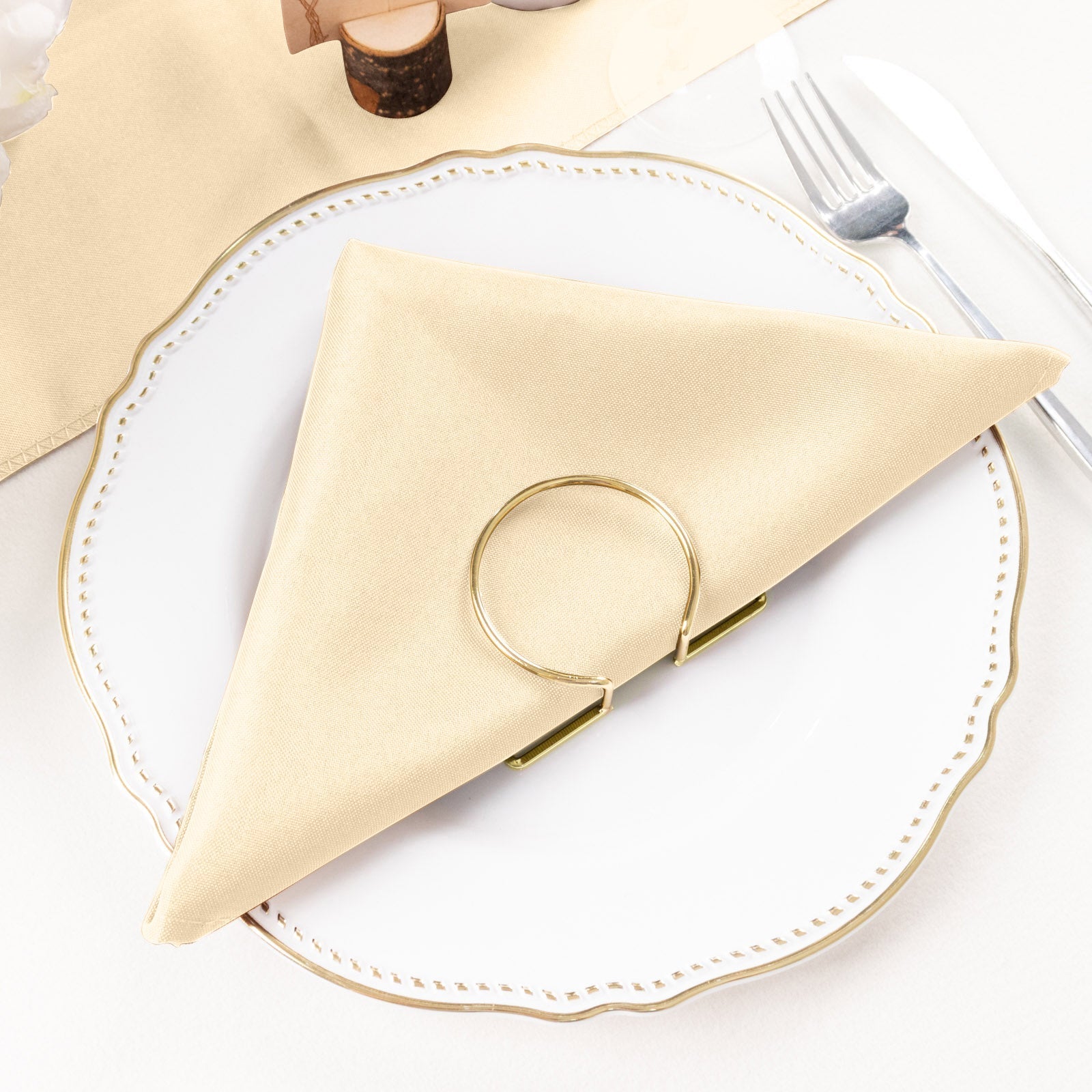 5 Pack Polyester 20"x20" Napkins Beige - Wrinkle Resistant & Easy Care Cloth Napkins - NestOCart