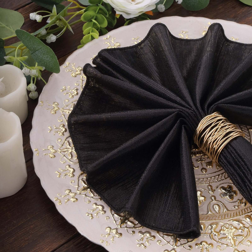 5 Pack Polyester 20"x20" Napkins Black Shimmer Sequin Dots - Luminous Cloth Napkins - Bell Racket Store