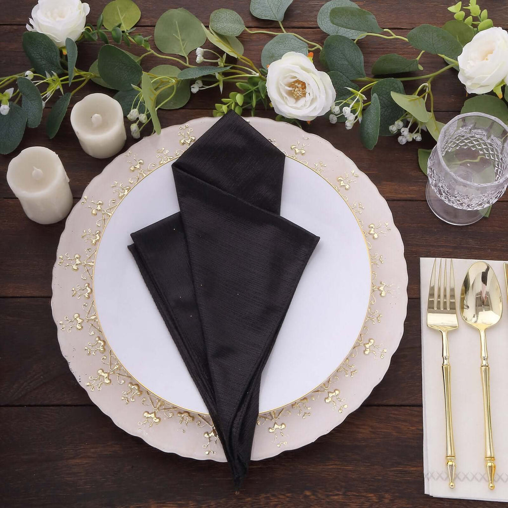 5 Pack Polyester 20"x20" Napkins Black Shimmer Sequin Dots - Luminous Cloth Napkins - Bell Racket Store