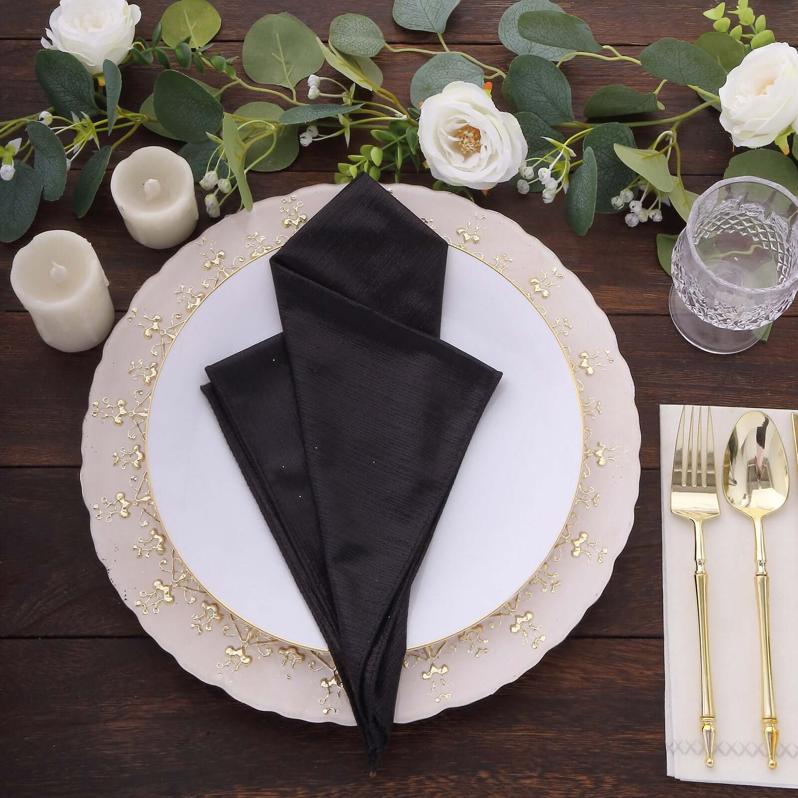 5 Pack Polyester 20"x20" Napkins Black Shimmer Sequin Dots - Luminous Cloth Napkins - Bell Racket Store