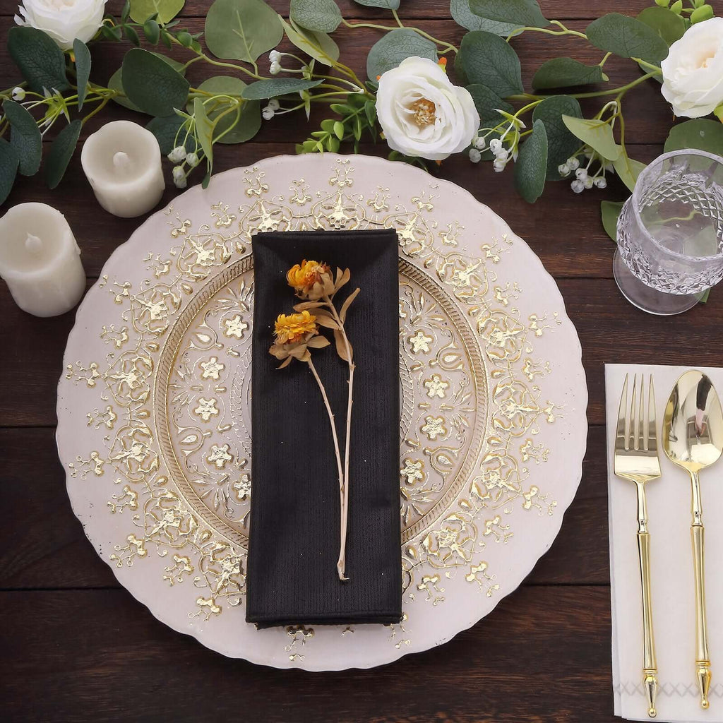 5 Pack Polyester 20"x20" Napkins Black Shimmer Sequin Dots - Luminous Cloth Napkins - Bell Racket Store