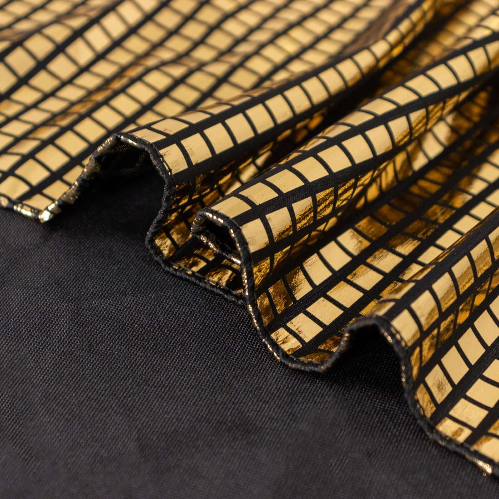 5 Pack Polyester 20"x20" Napkins Black with Reflective Gold Foil for Luxe Events & Retro Themes - Bell Racket Store