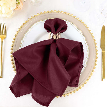 5 Pack Polyester 20"x20" Napkins Burgundy - Wrinkle Resistant & Easy Care Cloth Napkins - NestOCart