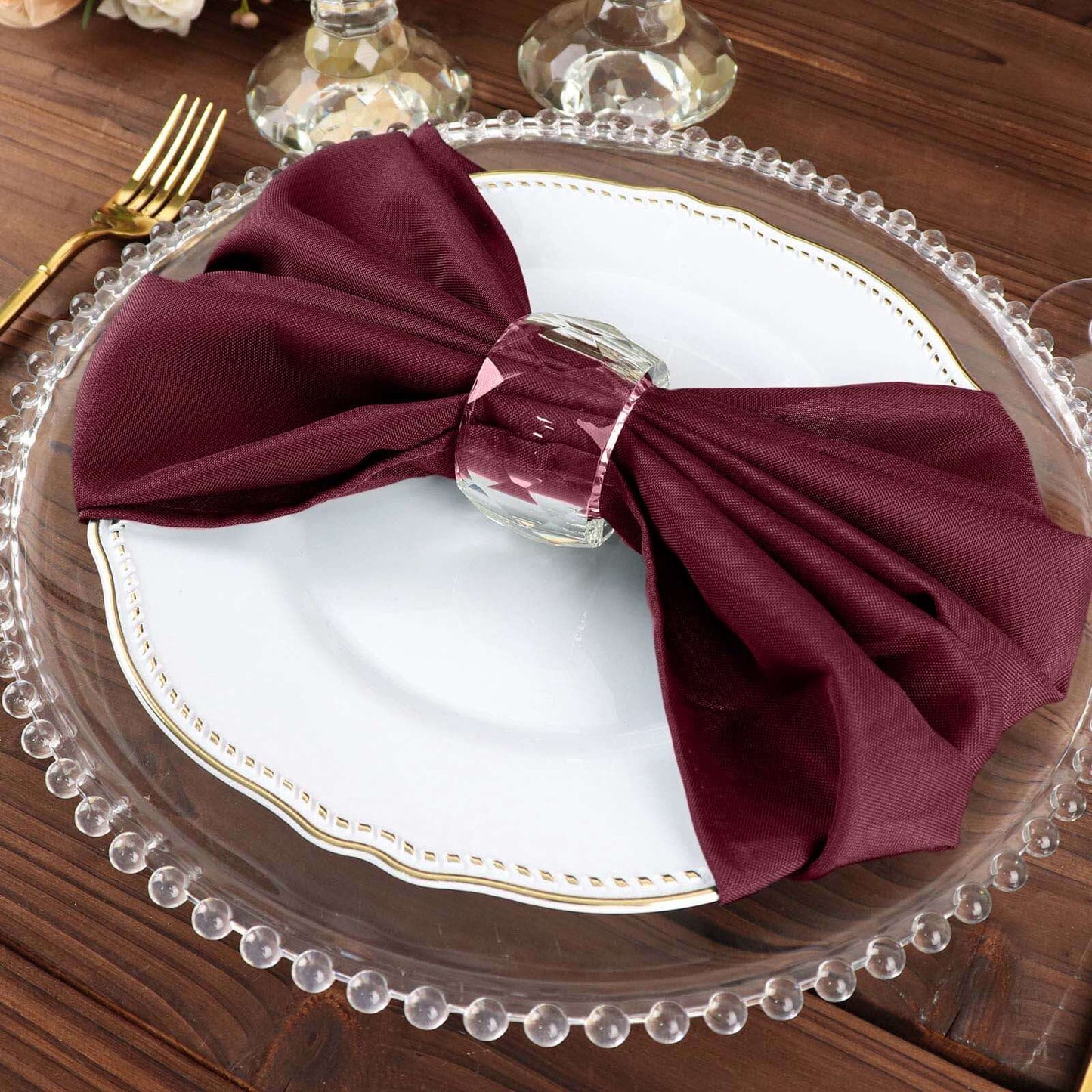 5 Pack Polyester 20"x20" Napkins Burgundy - Wrinkle Resistant & Easy Care Cloth Napkins - NestOCart