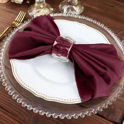 5 Pack Polyester 20"x20" Napkins Burgundy - Wrinkle Resistant & Easy Care Cloth Napkins - NestOCart