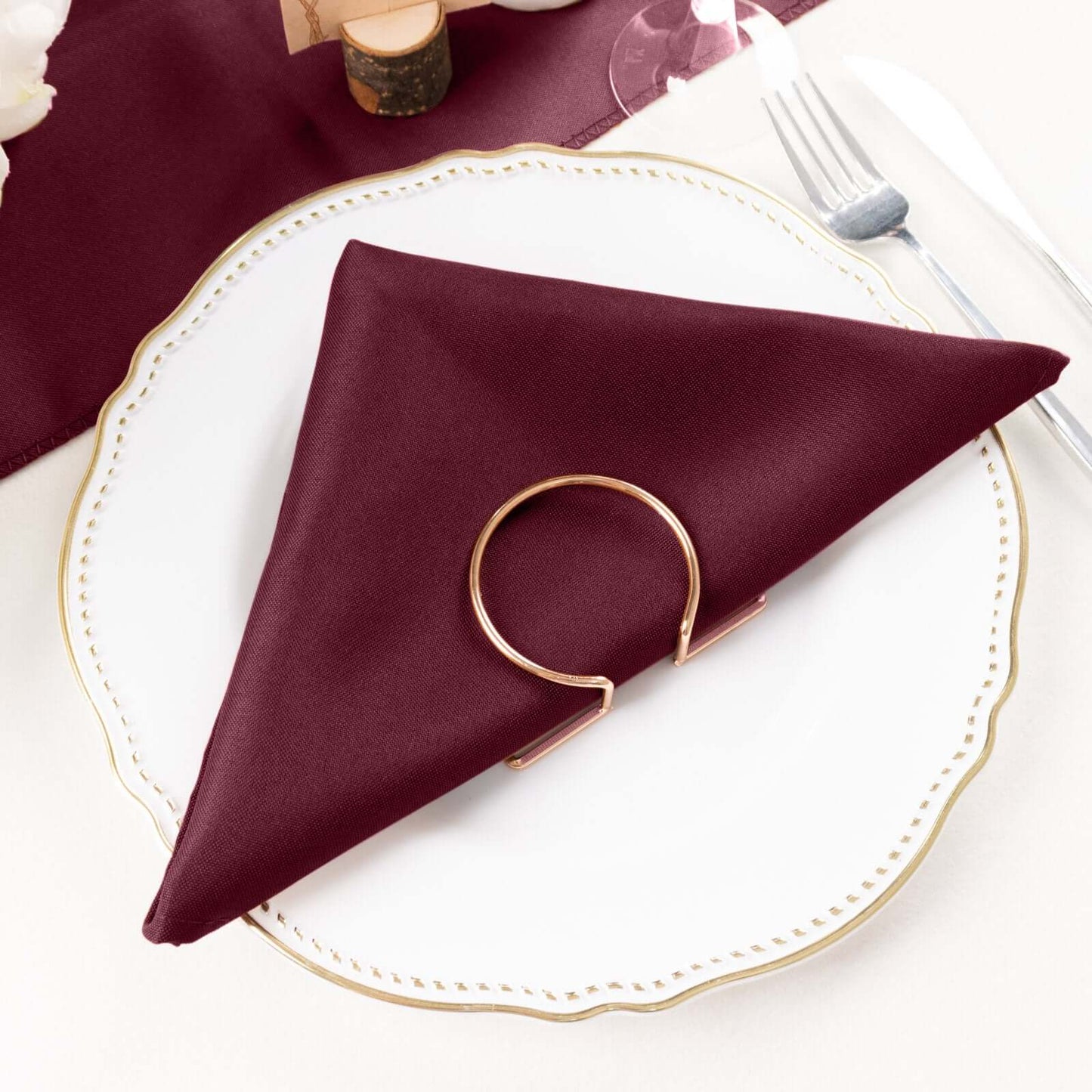5 Pack Polyester 20"x20" Napkins Burgundy - Wrinkle Resistant & Easy Care Cloth Napkins - NestOCart