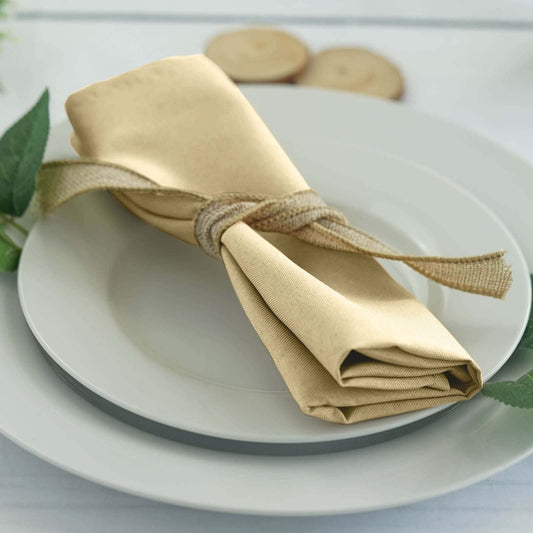5 Pack Polyester 20"x20" Napkins Champagne - Wrinkle Resistant & Easy Care Cloth Napkins - NestOCart