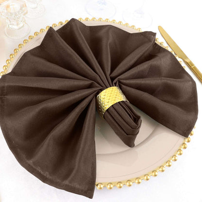 5 Pack Polyester 20"x20" Napkins Chocolate - Wrinkle Resistant & Easy Care Cloth Napkins - NestOCart
