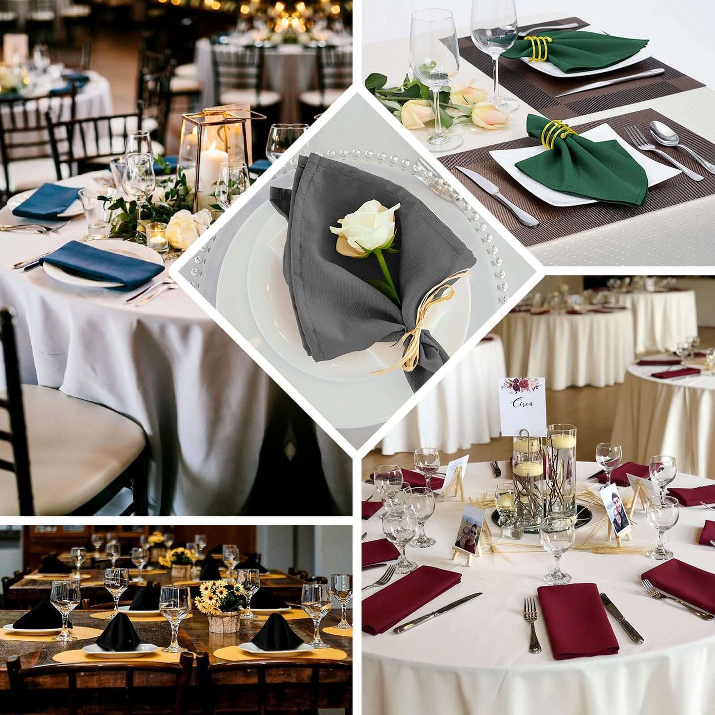 5 Pack Polyester 20"x20" Napkins Chocolate - Wrinkle Resistant & Easy Care Cloth Napkins - NestOCart