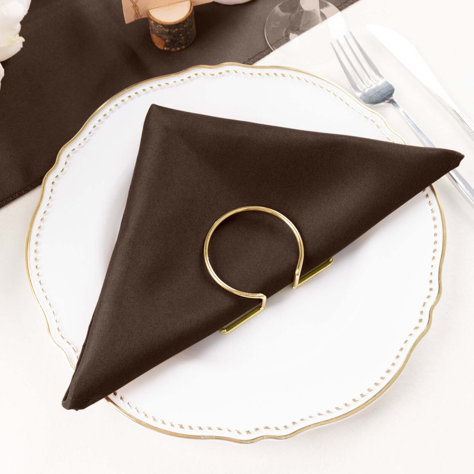 5 Pack Polyester 20"x20" Napkins Chocolate - Wrinkle Resistant & Easy Care Cloth Napkins - NestOCart