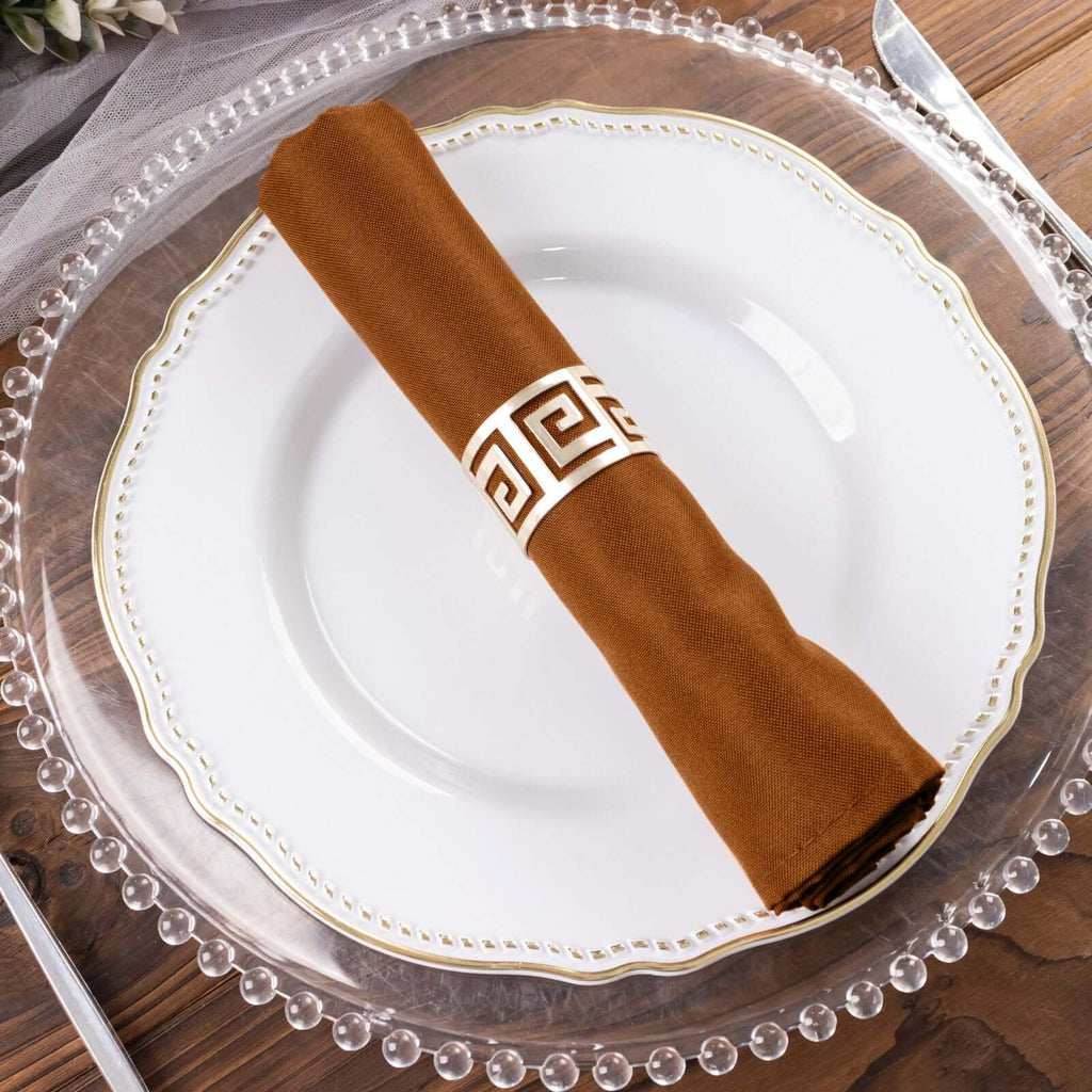 5 Pack Polyester 20"x20" Napkins Cinnamon Brown - Wrinkle Resistant & Easy Care Cloth Napkins - Bell Racket Store
